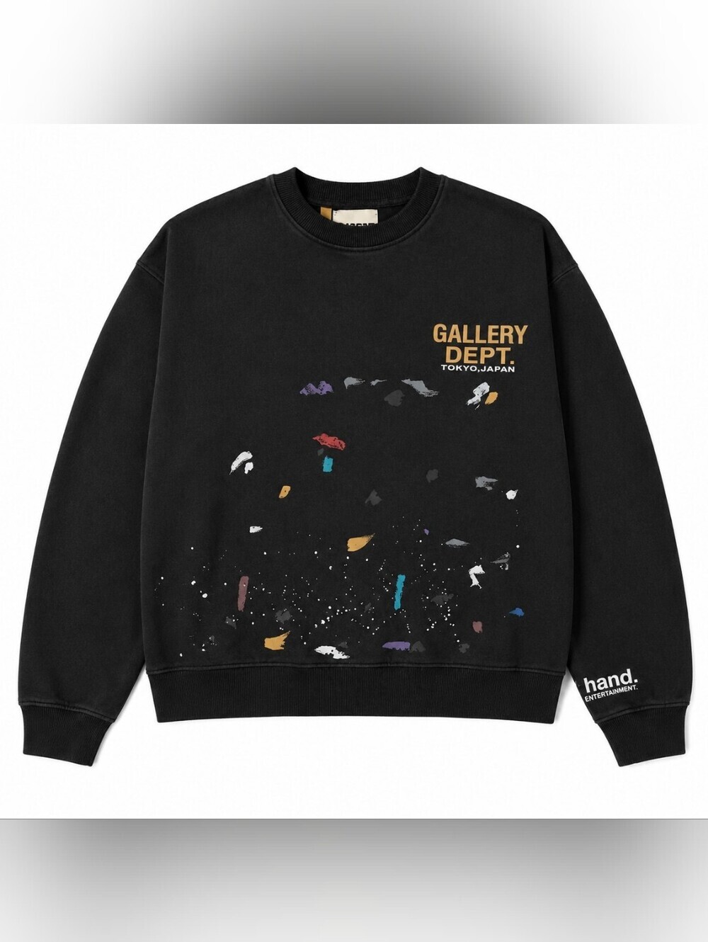 Gallery Dept Paint Splatter Tokyo Logo Crewneck Sweatshirt Black Size S